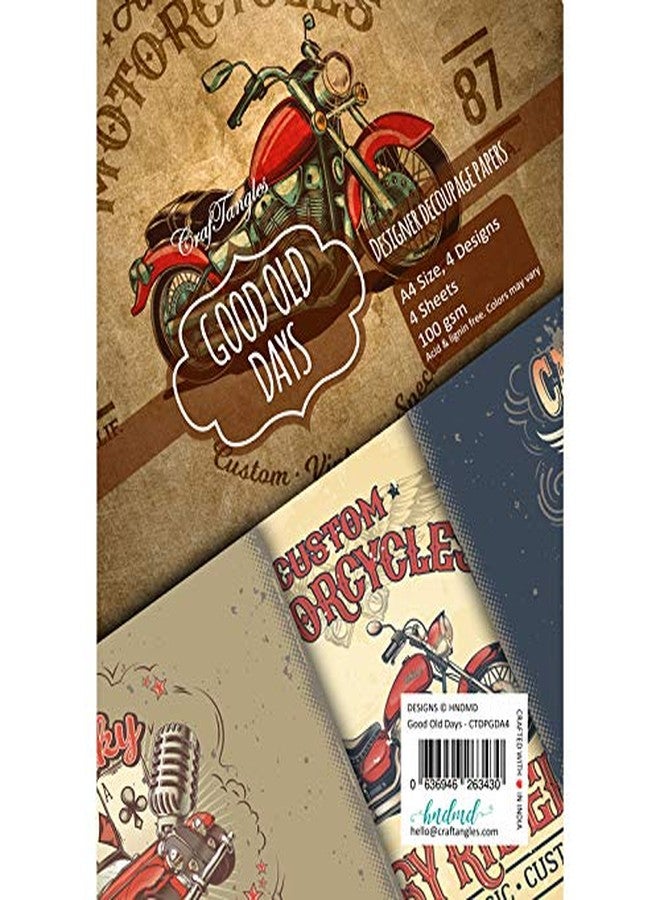 CrafTangles Decoupage Paper Pack - Good Old Days (A4) - 4 sheets - Image 3